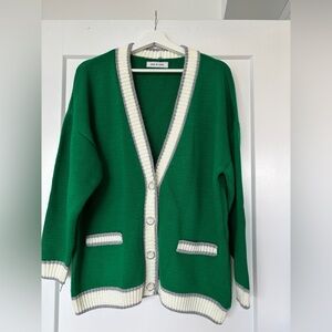 Green & White Cardigan - One size fits S–M
